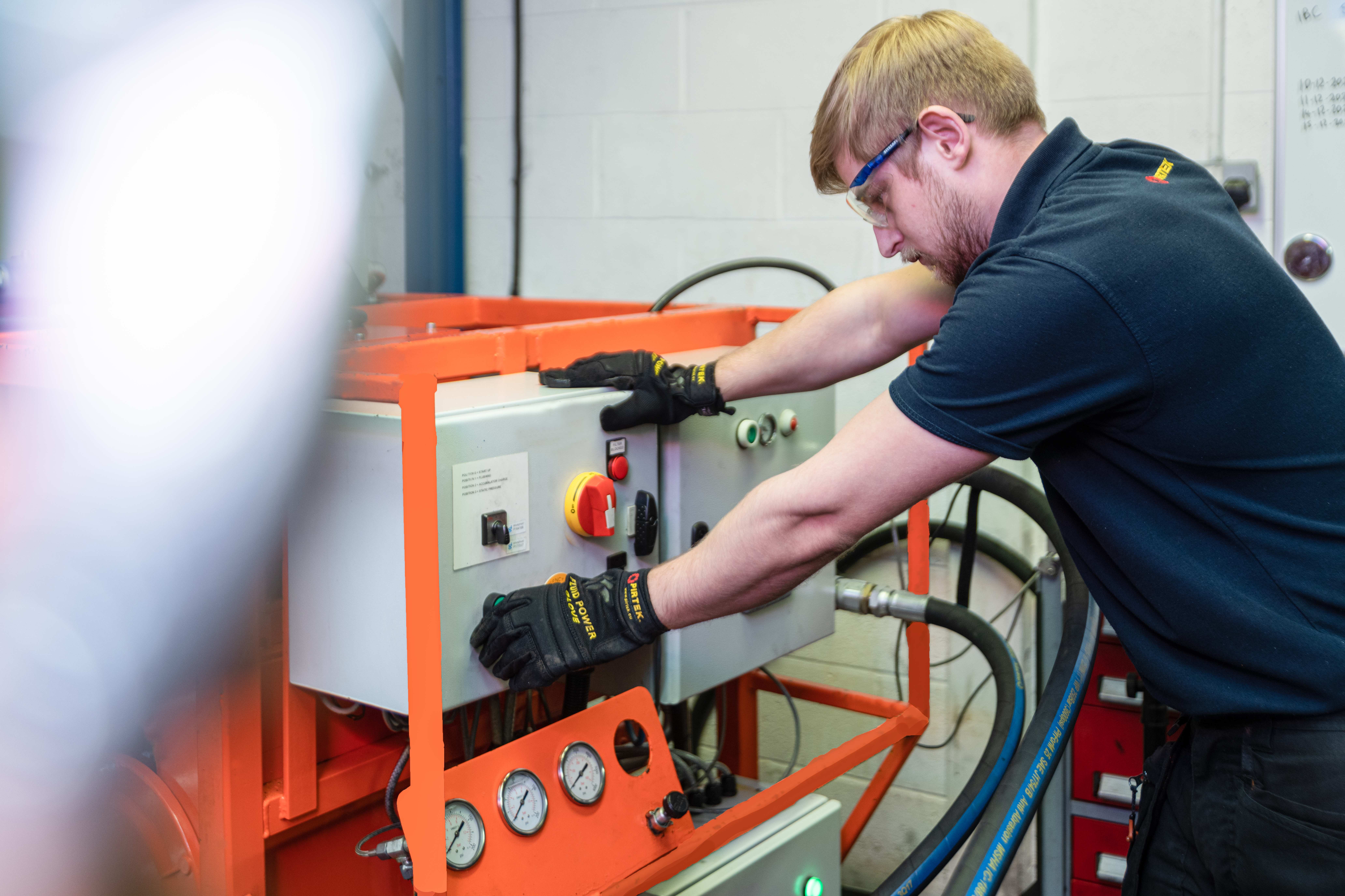 Hydraulic technician at work